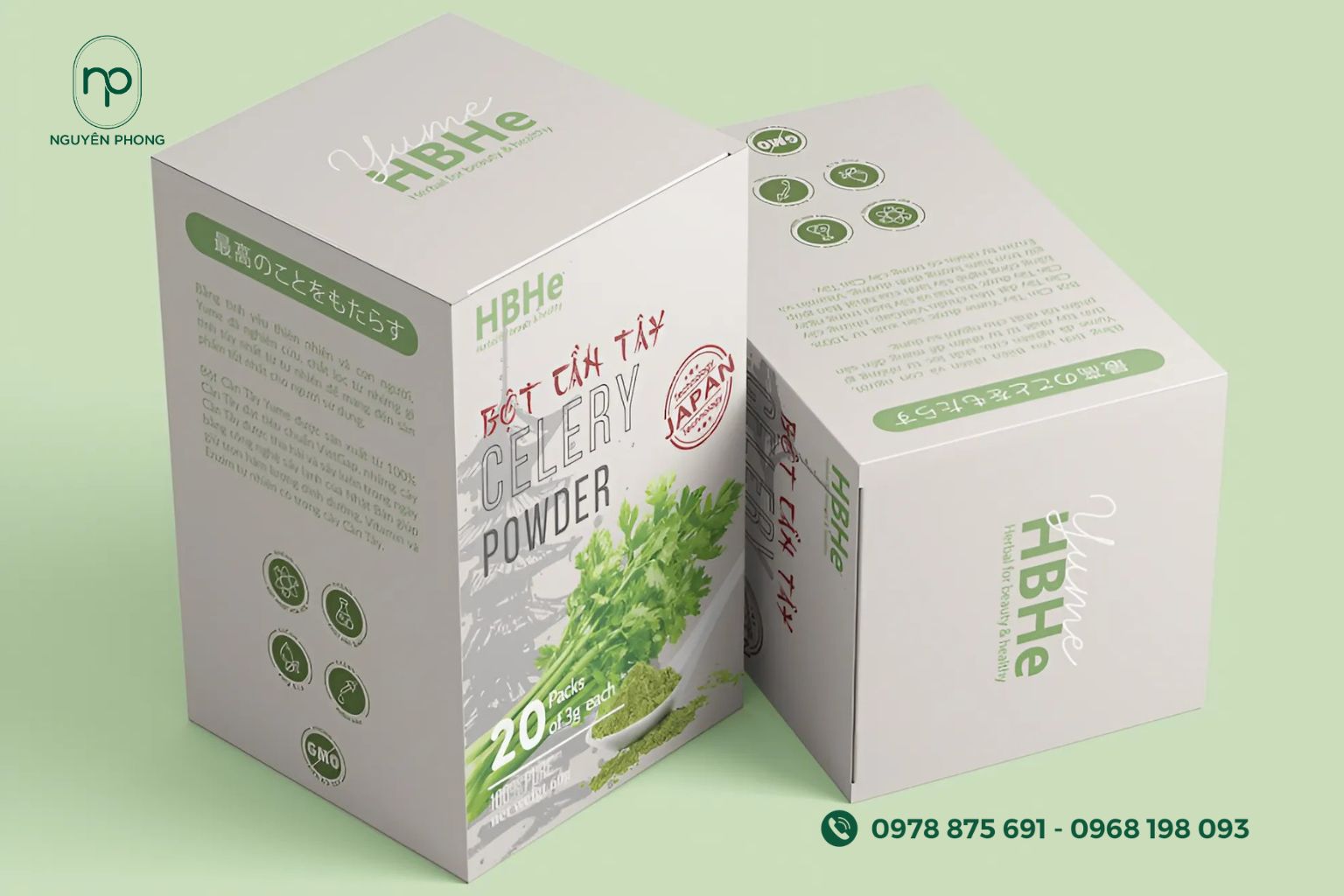 Hộp đựng bột rau cần tây nguyên chất